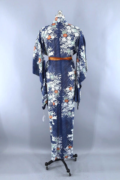 Vintage Blue Floral Summer Kimono Robe-ThisBlueBird - Modern Vintage