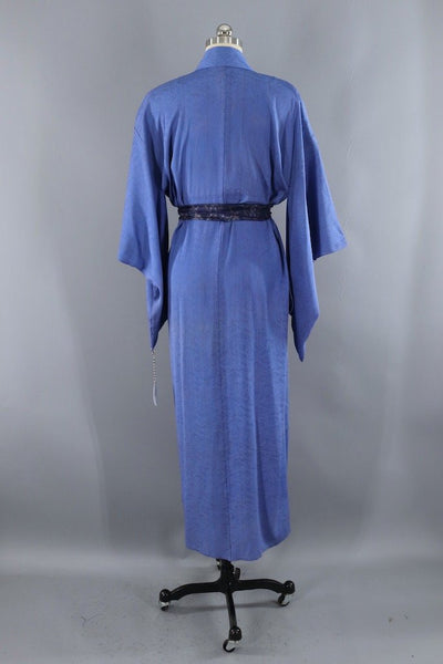 Vintage Blue Grey Striped Silk Kimono Robe-ThisBlueBird - Modern Vintage