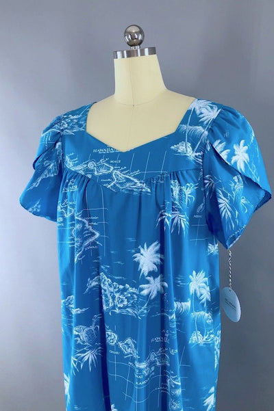 Vintage Blue Hawaii Aloha Dress-ThisBlueBird - Modern Vintage