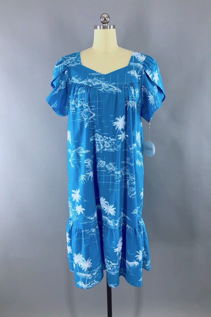 Vintage Blue Hawaii Aloha Dress-ThisBlueBird - Modern Vintage