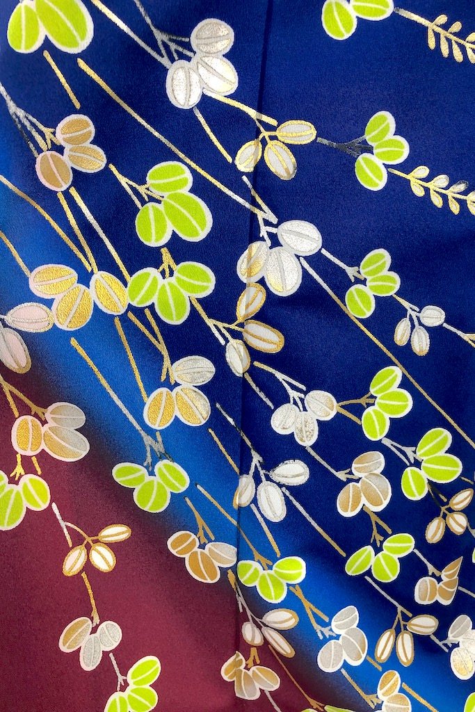 Vintage Blue Leaf Silk Kimono Robe-ThisBlueBird - Modern Vintage