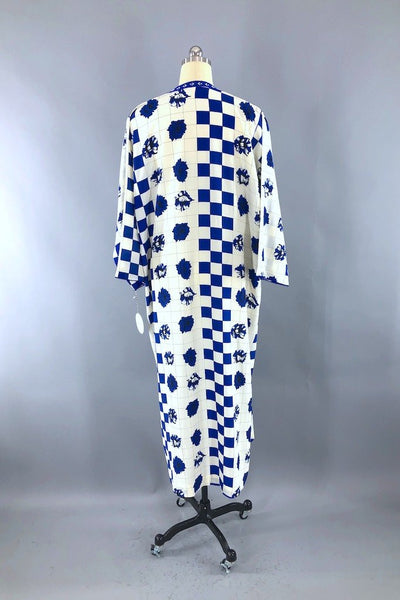 Vintage Blue Peony Caftan Dress-ThisBlueBird - Modern Vintage