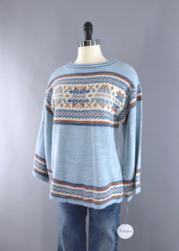 Vintage Blue Snowflake Sweater-ThisBlueBird