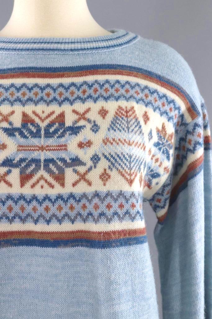 Vintage Blue Snowflake Sweater-ThisBlueBird