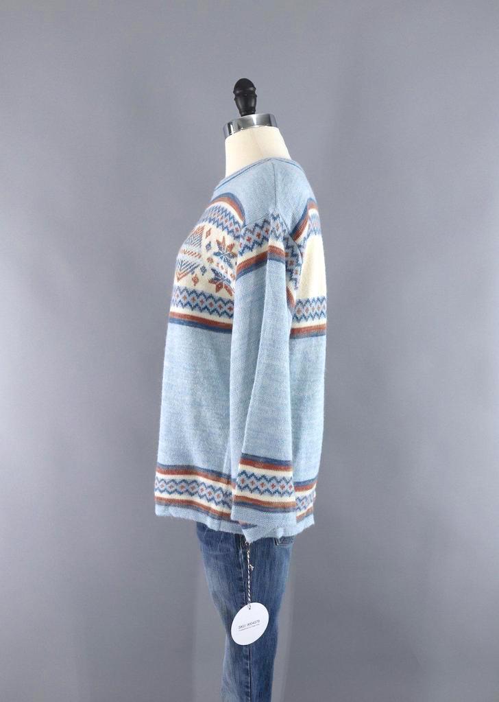Vintage Blue Snowflake Sweater-ThisBlueBird