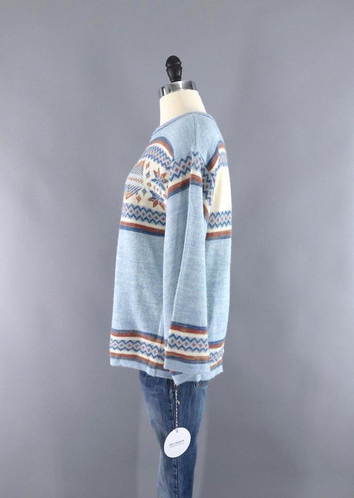 Vintage Blue Snowflake Sweater-ThisBlueBird