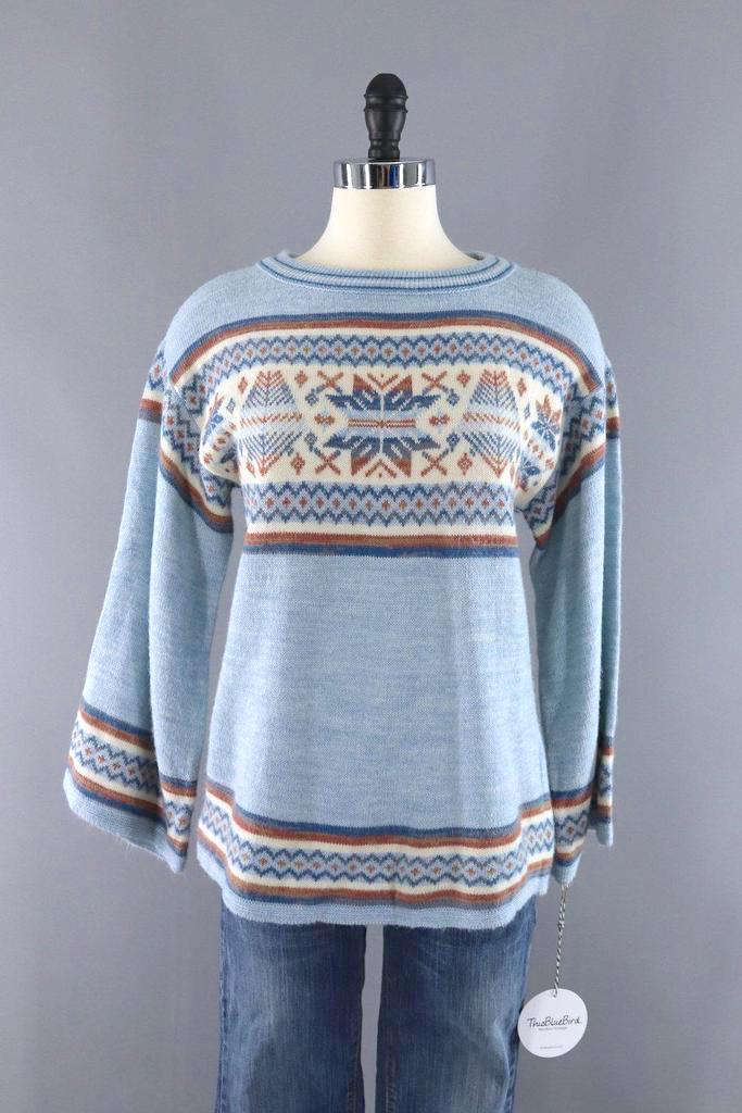 Vintage Blue Snowflake Sweater-ThisBlueBird