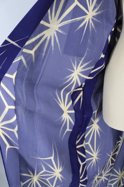 Vintage Blue Stars Summer Silk Kimono Robe-ThisBlueBird - Modern Vintage