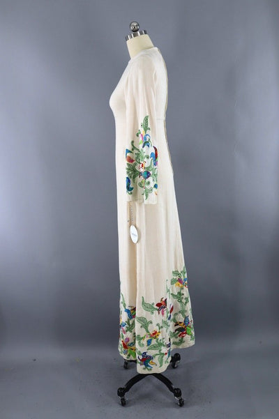 Vintage Boho Appliqué Cotton Caftan Dress-ThisBlueBird - Modern Vintage