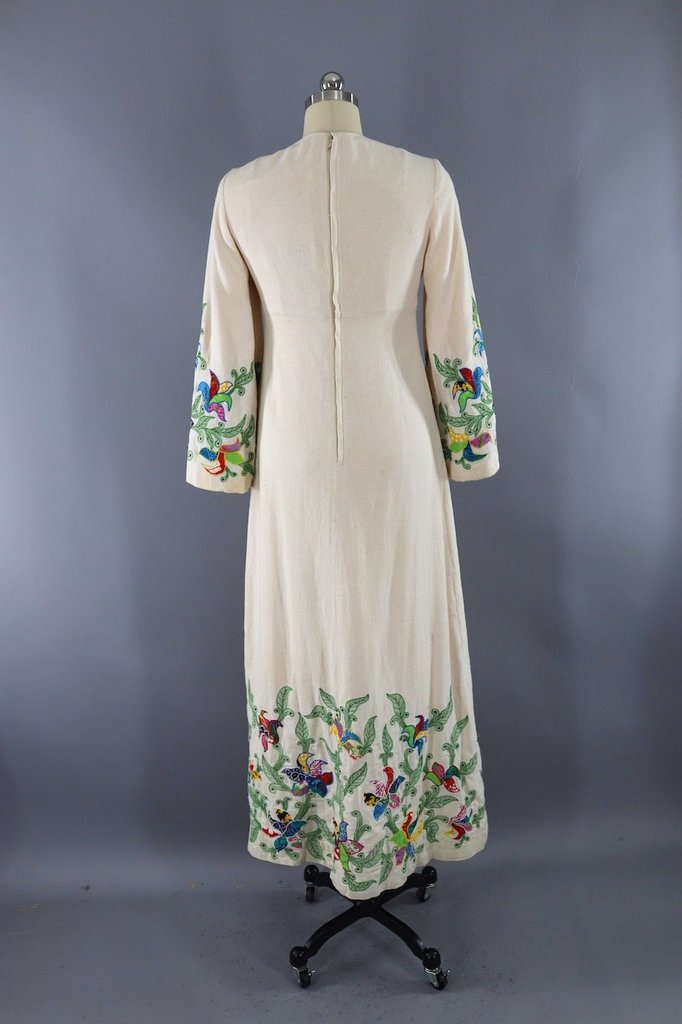 Vintage Boho Appliqué Cotton Caftan Dress-ThisBlueBird - Modern Vintage