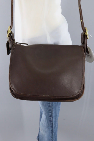 Vintage Brown Leather Coach Messanger Bag / G8P 9951 - ThisBlueBird