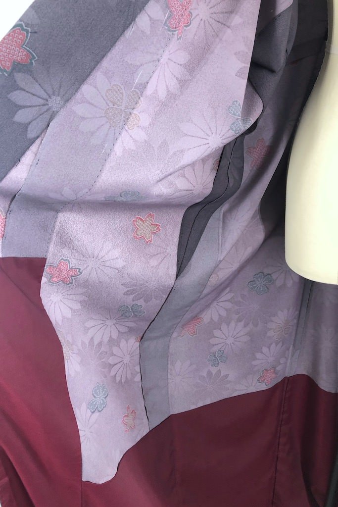 Vintage Charcoal Grey Floral Kimono Robe-ThisBlueBird - Modern Vintage