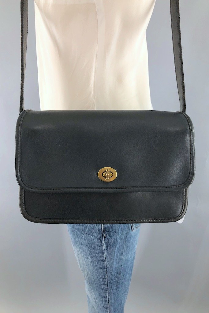 Vintage Coach Black Leather Crossbody Bag – ThisBlueBird