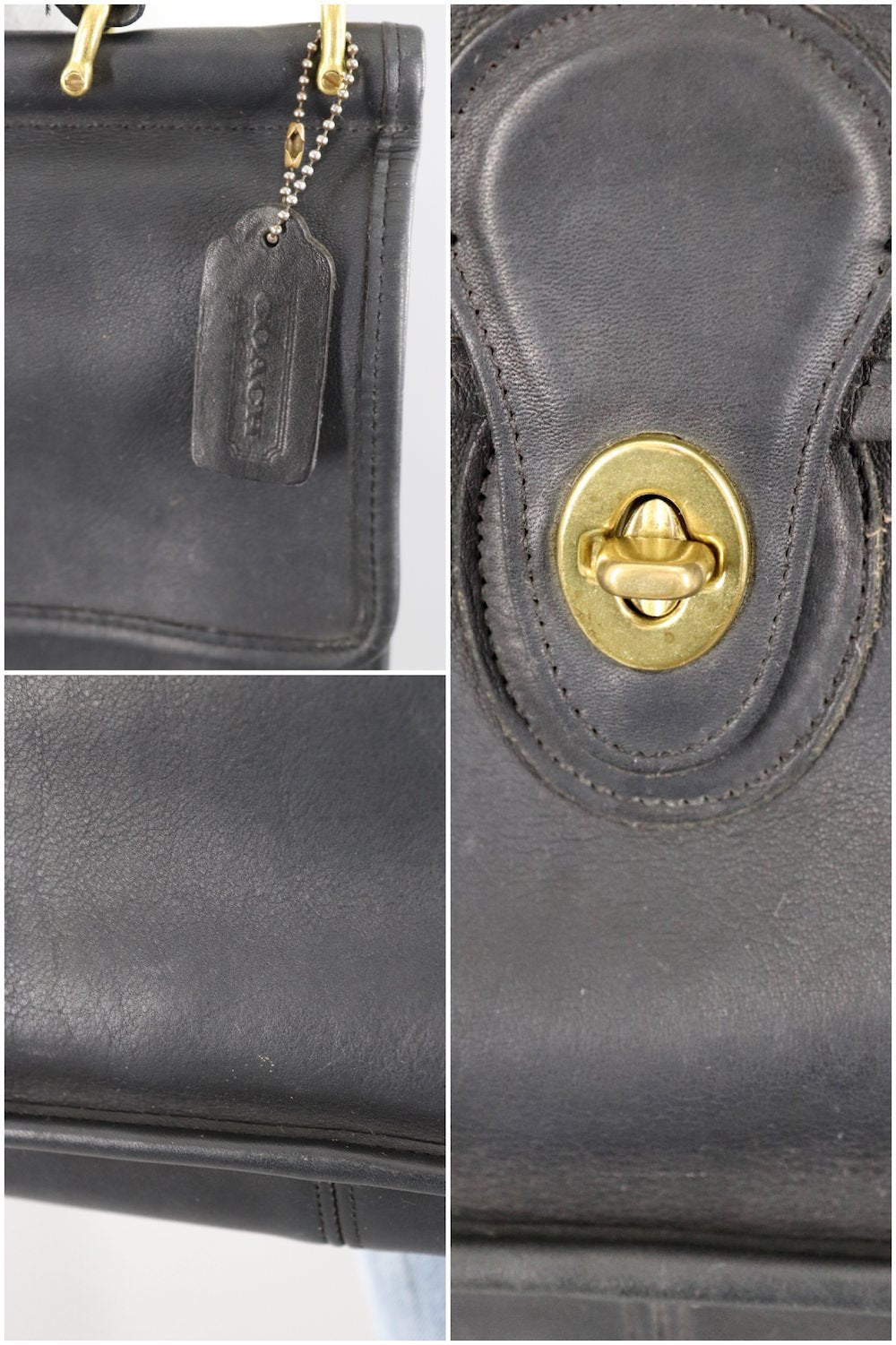 Vintage Coach Willis Medium Messenger Bag Black Leather Style H4C 9927 - ThisBlueBird