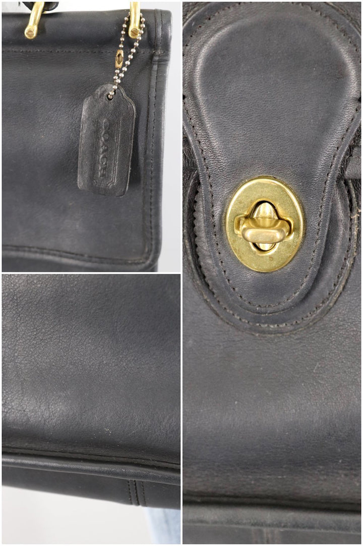Vintage Coach Willis Medium Messenger Bag Black Leather Style H4C 9927 - ThisBlueBird