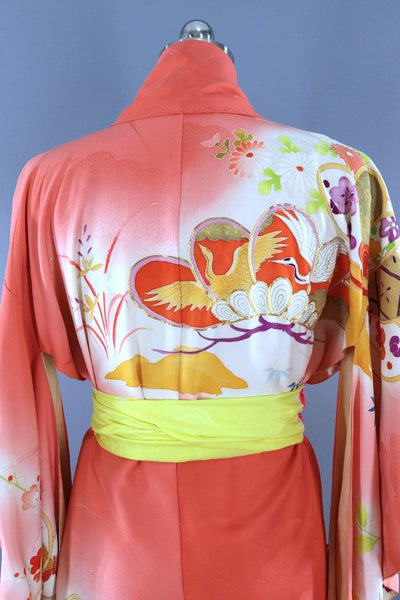 Vintage Coral Pink Kimono Robe-ThisBlueBird - Modern Vintage