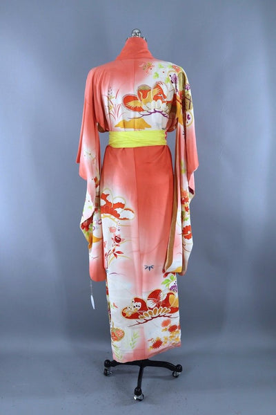 Vintage Coral Pink Kimono Robe-ThisBlueBird - Modern Vintage
