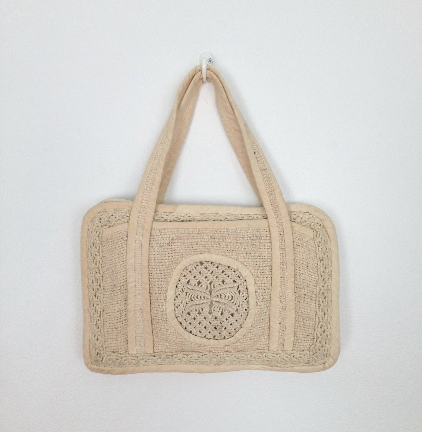 Vintage Crocheted Handbag  / Natural Cotton - ThisBlueBird
