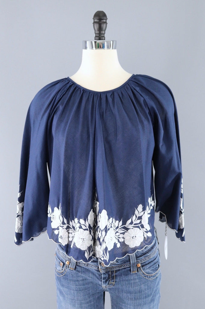 Vintage Cropped Embroidered Blouse-ThisBlueBird - Modern Vintage