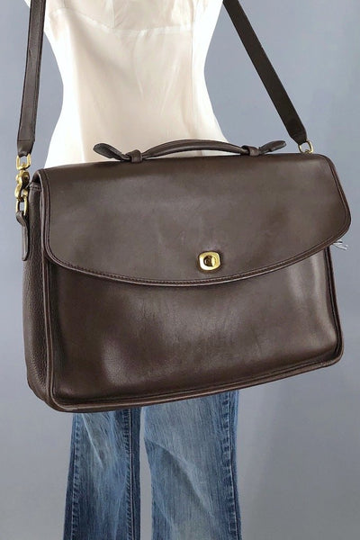 Vintage Dark Brown Leather Coach Messenger Bag-ThisBlueBird - Modern Vintage