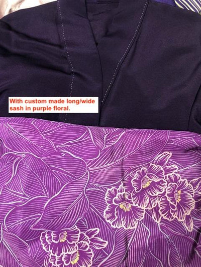 Vintage Dark Purple Silk Kimono Robe