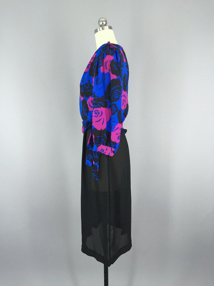 Vintage Day Dress / Floral Chiffon - ThisBlueBird