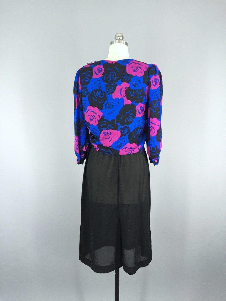 Vintage Day Dress / Floral Chiffon - ThisBlueBird