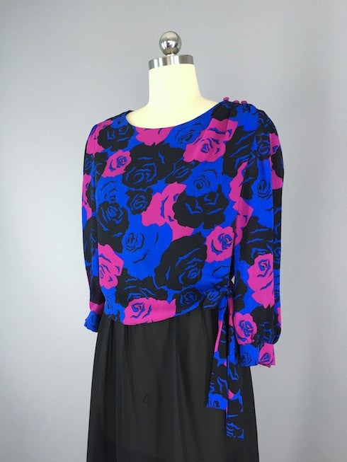 Vintage Day Dress / Floral Chiffon - ThisBlueBird