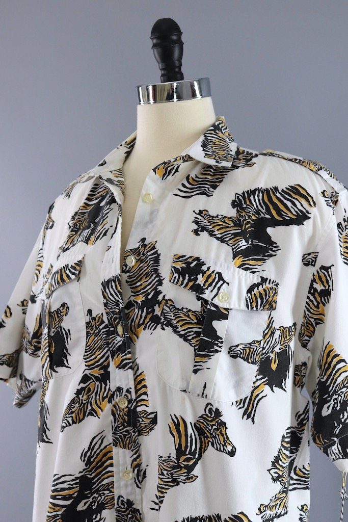 Vintage Diane von Furstenberg Zebra Print Shirt-ThisBlueBird - Modern Vintage