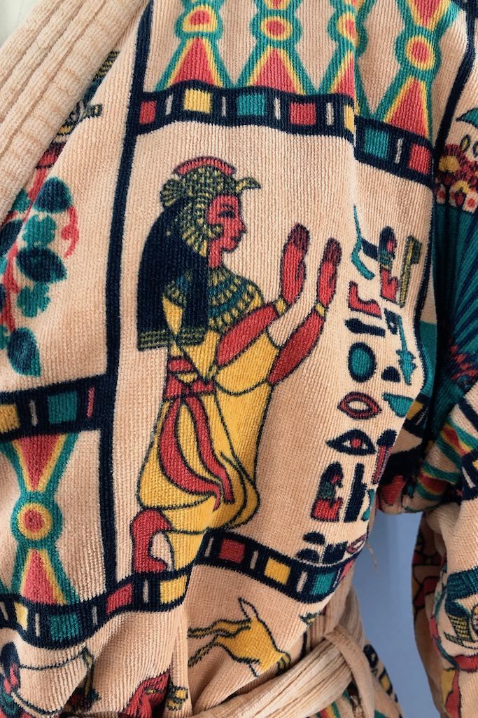 Vintage Egyptian Print Bathrobe-ThisBlueBird - Modern Vintage