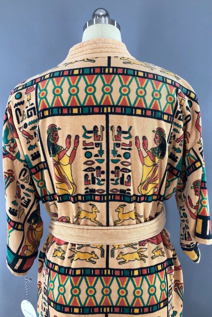 Vintage Egyptian Print Bathrobe-ThisBlueBird - Modern Vintage