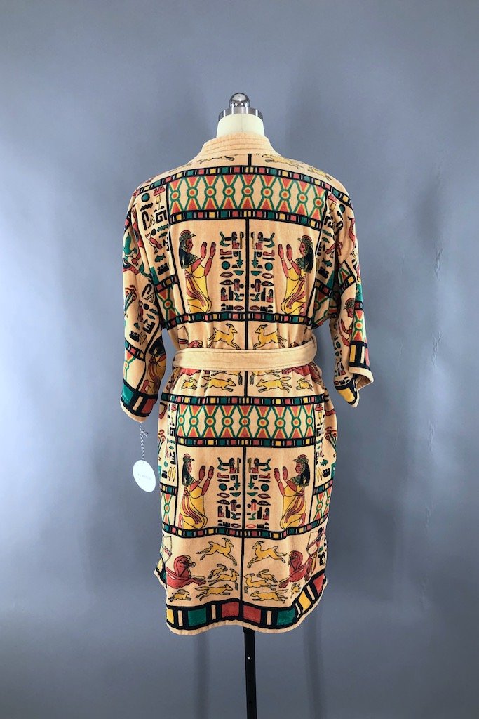 Vintage Egyptian Print Bathrobe-ThisBlueBird - Modern Vintage