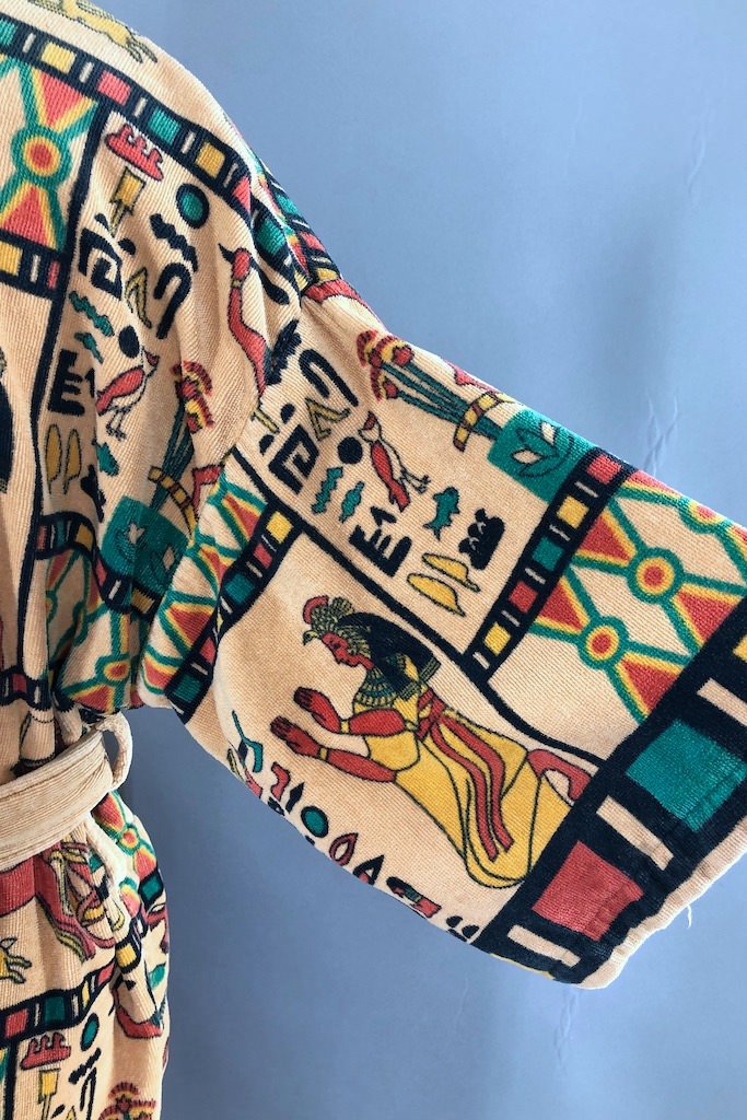 Vintage Egyptian Print Bathrobe-ThisBlueBird - Modern Vintage
