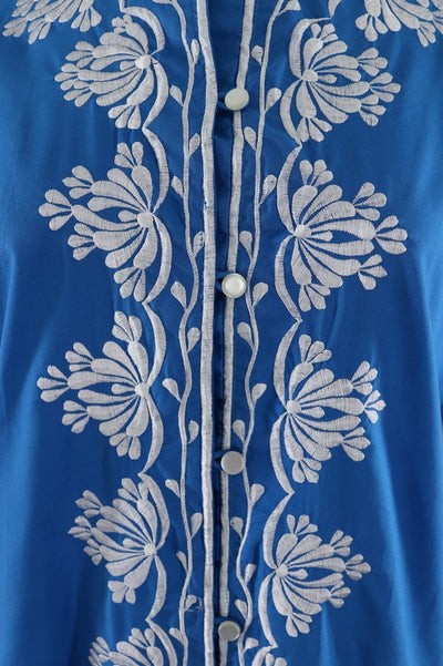 Vintage Embroidered Blouse / Ocean Blue-ThisBlueBird - Modern Vintage