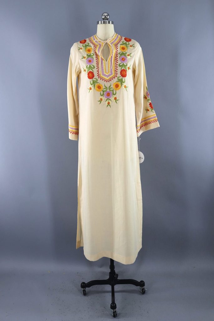 Vintage Embroidered Caftan Dress-ThisBlueBird - Modern Vintage