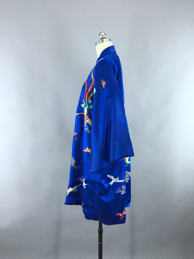 Vintage Embroidered Robe / Birds Peacock Embroidery - ThisBlueBird
