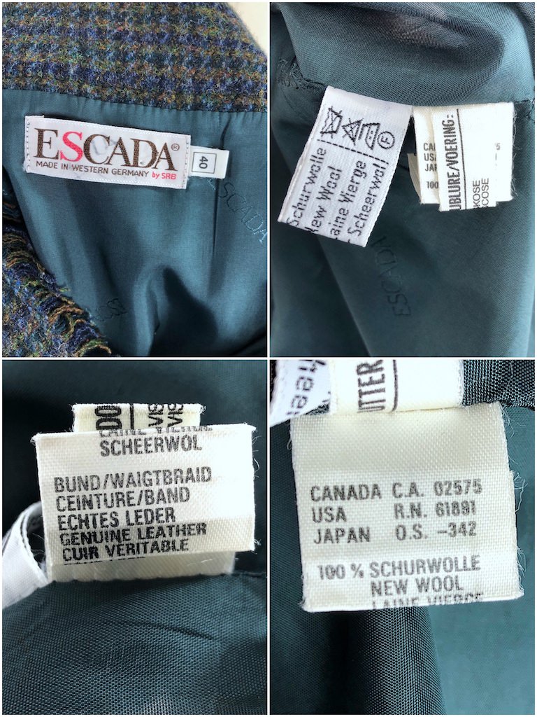 Vintage Escada Houndstooth Wool Skirt-ThisBlueBird - Modern Vintage