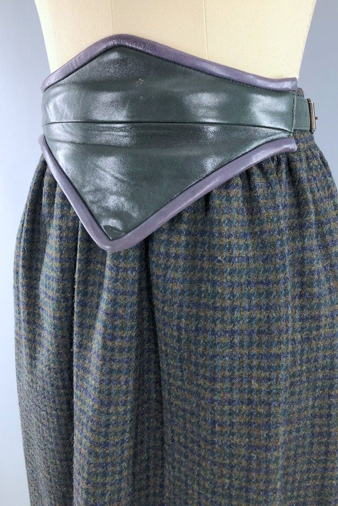 Vintage Escada Houndstooth Wool Skirt-ThisBlueBird - Modern Vintage