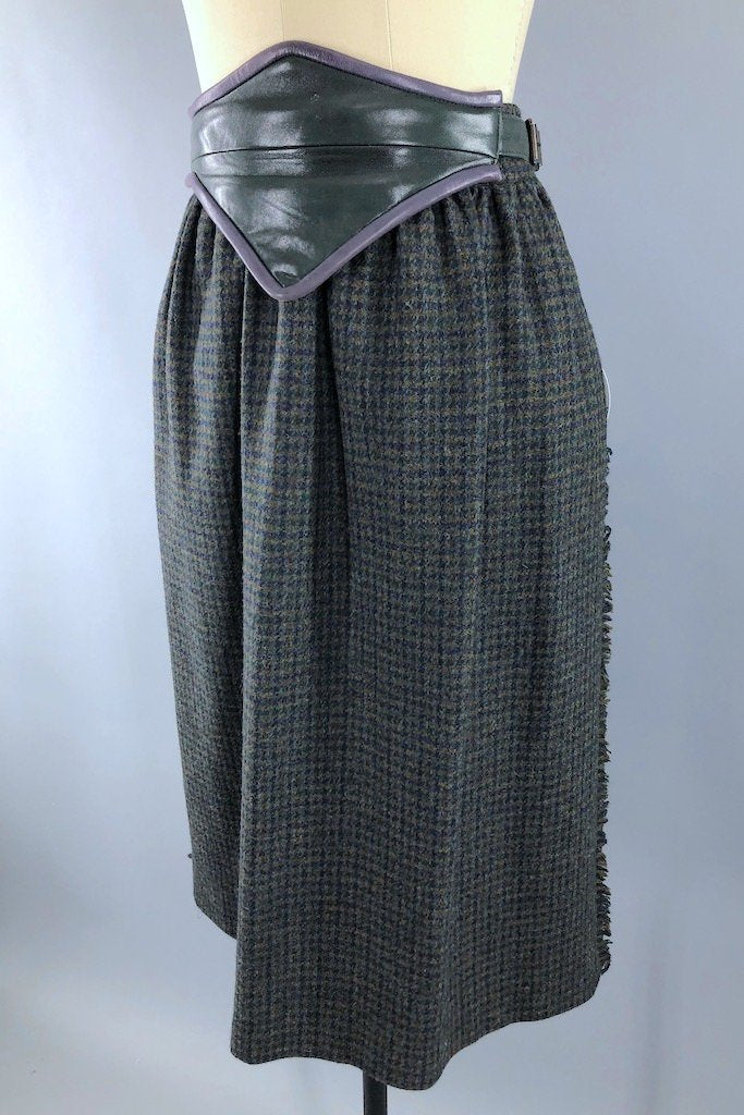 Vintage Escada Houndstooth Wool Skirt-ThisBlueBird - Modern Vintage