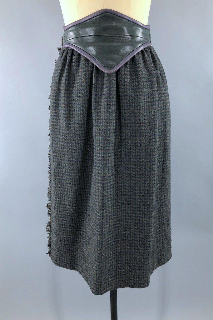 Vintage Escada Houndstooth Wool Skirt-ThisBlueBird - Modern Vintage