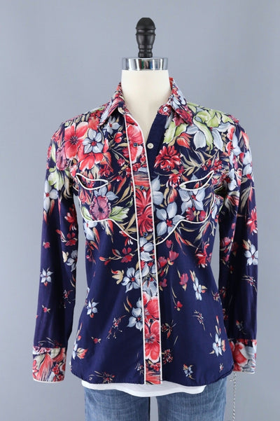 Vintage Floral Print Western Shirt / Kenny Rogers-ThisBlueBird - Modern Vintage