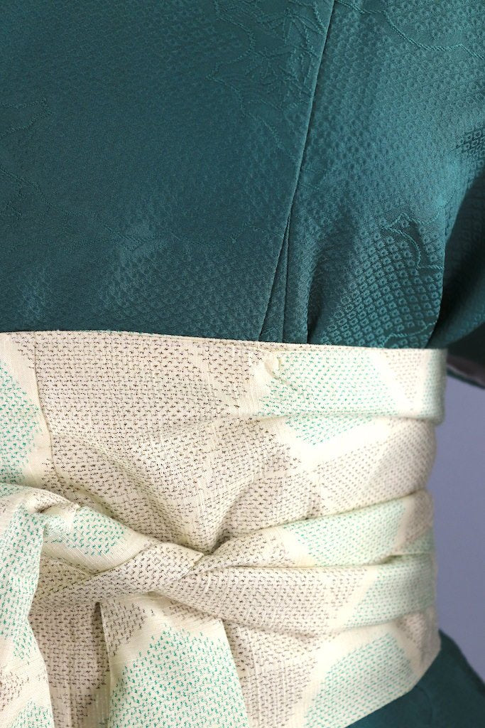 Vintage Forest Green Silk Kimono Robe-ThisBlueBird - Modern Vintage