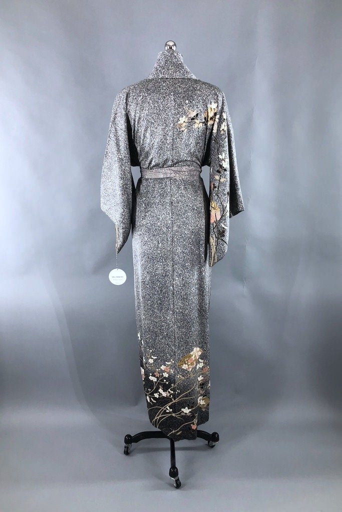 Vintage Granite Floral Silk Kimono Robe-ThisBlueBird - Modern Vintage
