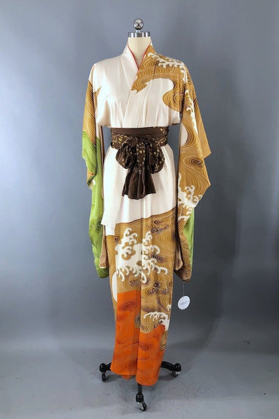 Vintage Great Wave off Kanagawa Silk Kimono Robe-ThisBlueBird - Modern Vintage