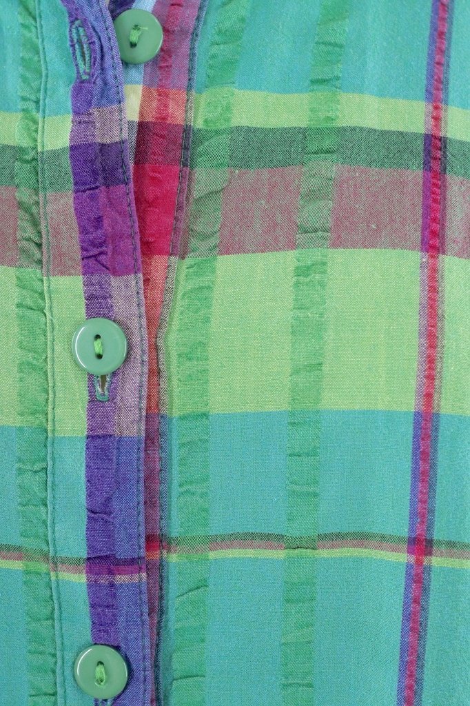 Vintage Green Madras Plaid Shirt-ThisBlueBird