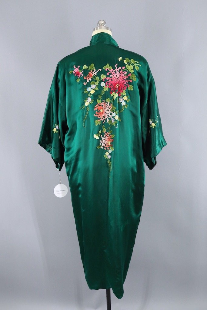 Vintage Green Silk Embroidered Robe – ThisBlueBird