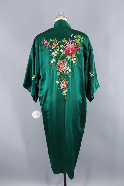 Vintage Green Silk Embroidered Robe-ThisBlueBird - Modern Vintage