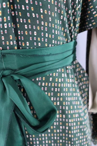 Vintage Green Silk Kimono Robe-ThisBlueBird - Modern Vintage