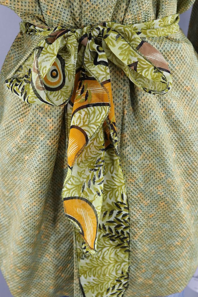 Vintage Green Silk Shibori Kimono Cardigan-ThisBlueBird - Modern Vintage