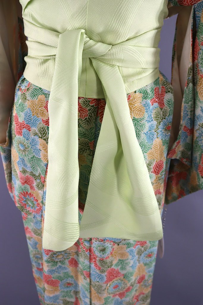 Vintage Green Terra Cotta Floral Kimono Robe-ThisBlueBird - Modern Vintage